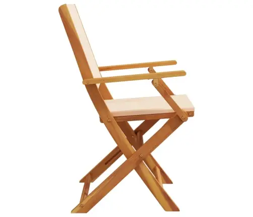 Saliekami Dārza Krēsli, 6 Gab., Bēšs Audums, Masīvkoks Vidaxl