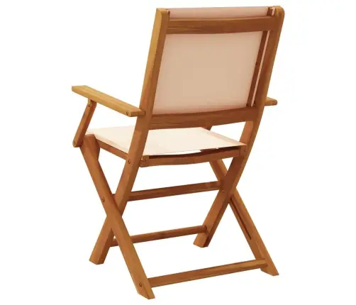 Saliekami Dārza Krēsli, 6 Gab., Bēšs Audums, Masīvkoks Vidaxl
