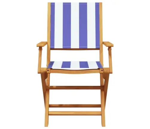 Salokāmi Dārza Krēsli, 4 Gab., Zili Balts, Audums Un Masīvkoks Vidaxl