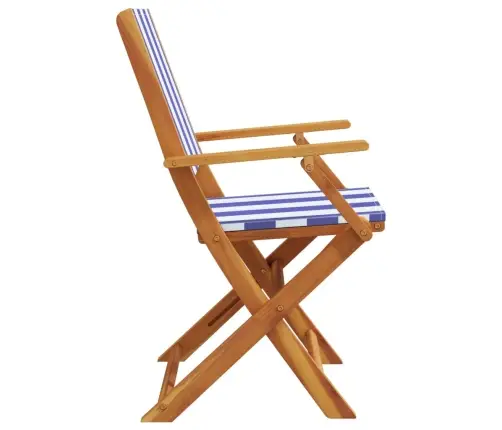 Salokāmi Dārza Krēsli, 4 Gab., Zili Balts, Audums Un Masīvkoks Vidaxl