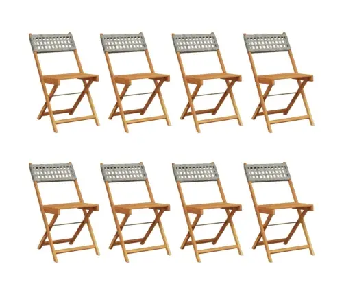 Saliekami Dārza Krēsli, 8 Gab., Pelēka Pe Rotangpalma, Koks Vidaxl