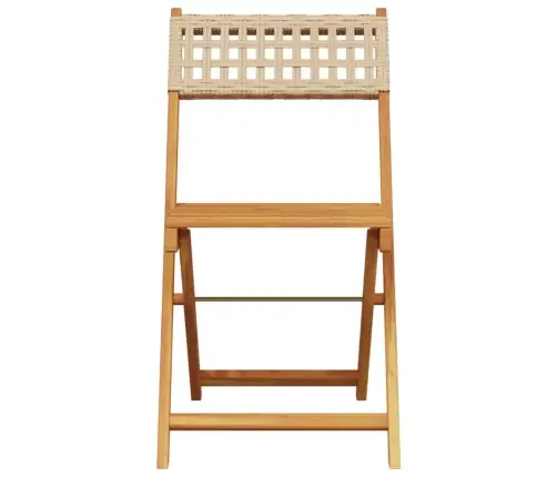 Saliekami Dārza Krēsli, 6 Gab., Bēša Pe Rotangpalma, Koks Vidaxl