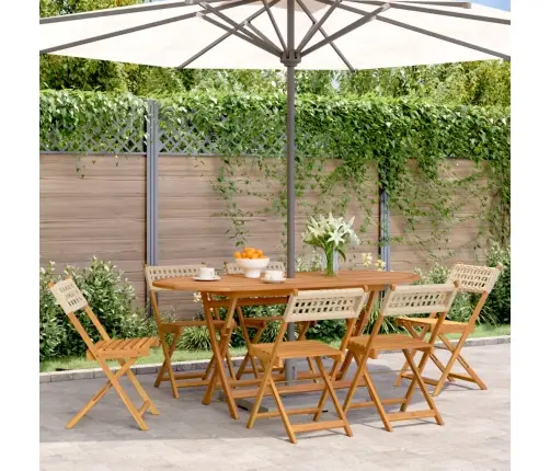 Saliekami Dārza Krēsli, 6 Gab., Bēša Pe Rotangpalma, Koks Vidaxl