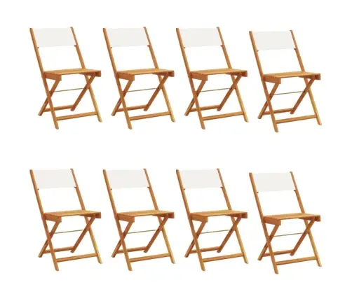 Salokāmi Dārza Krēsli, 8 Gab., Krēmbalts Audums Un Masīvkoks Vidaxl