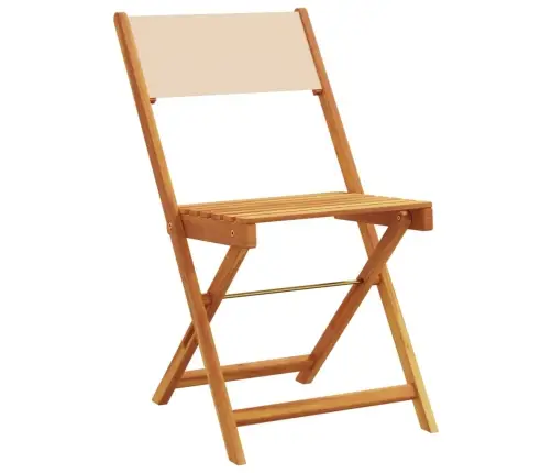 Saliekami Dārza Krēsli, 8 Gab., Bēšs Audums, Masīvkoks Vidaxl