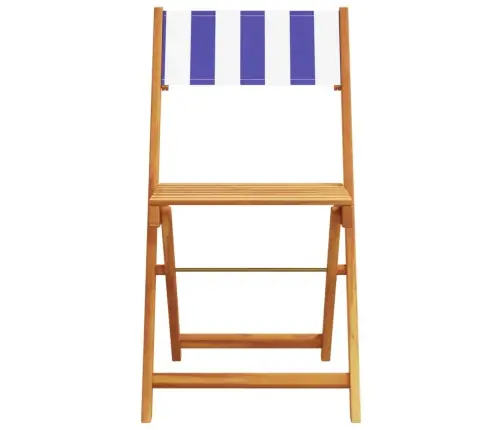 Sulankstomos Sodo Kėdės, 4Vnt., Mėlynos/Baltos, Audinys/Mediena