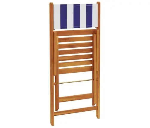 Sulankstomos Sodo Kėdės, 4Vnt., Mėlynos/Baltos, Audinys/Mediena