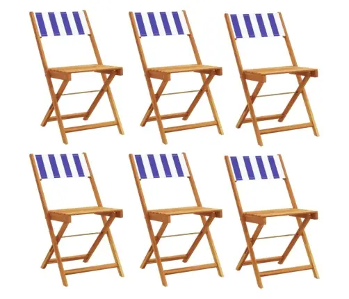 Salokāmi Dārza Krēsli, 6 Gab., Zili Balts, Audums Un Masīvkoks Vidaxl