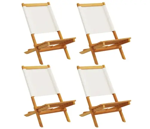 Salokāmi Dārza Krēsli, 4 Gab., Krēmbalts Audums Un Masīvkoks Vidaxl