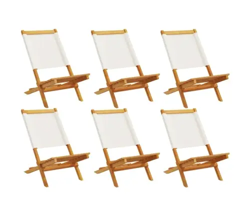 Kokkupandavad Aiatoolid 6 Tk, Kreemjasvalge, Kangas Ja Puit