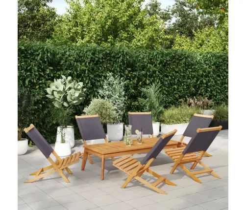 Saliekami Dārza Krēsli, 6 Gab., Antracītpelēks, Audums Un Koks Vidaxl