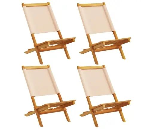 Sulankstomos Sodo Kėdės, 4Vnt., Smėlio, Audinys Ir Mediena