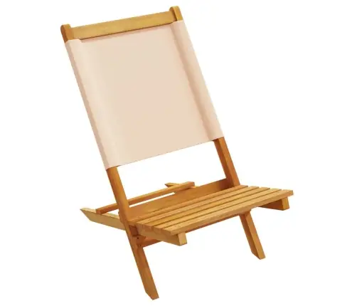 Sulankstomos Sodo Kėdės, 6Vnt., Smėlio, Audinys Ir Mediena