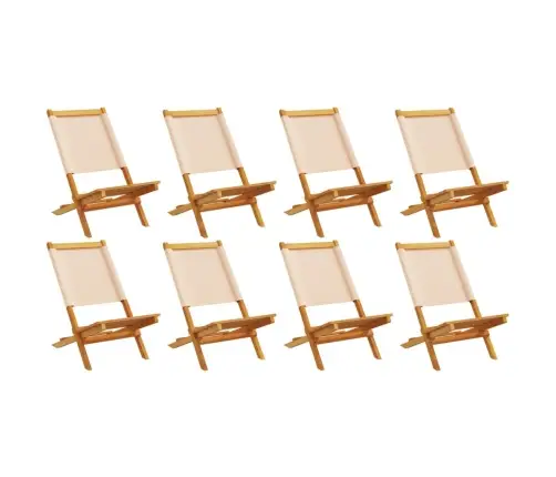 Saliekami Dārza Krēsli, 8 Gab., Bēšs Audums, Masīvkoks Vidaxl