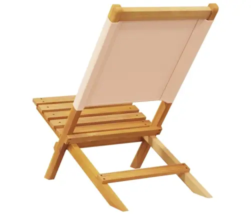 Saliekami Dārza Krēsli, 8 Gab., Bēšs Audums, Masīvkoks Vidaxl