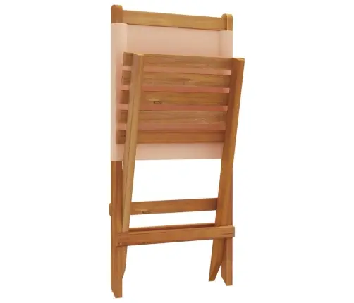 Saliekami Dārza Krēsli, 8 Gab., Bēšs Audums, Masīvkoks Vidaxl