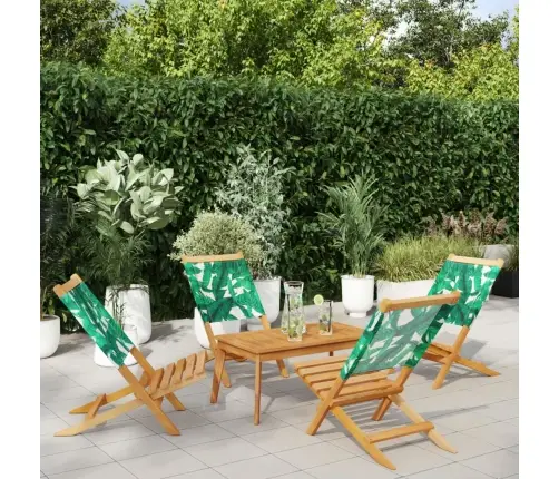 Sulankstomos Sodo Kėdės, 4Vnt., Žalios, Audinys Ir Mediena