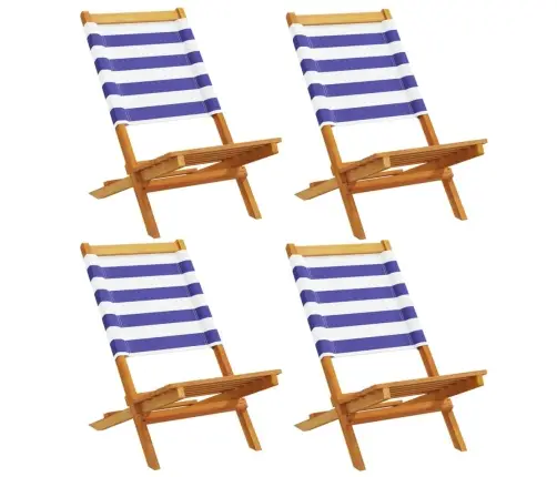 Salokāmi Dārza Krēsli, 4 Gab., Zili Balts, Audums Un Masīvkoks Vidaxl