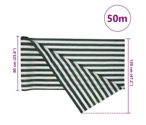 Norobežojošais Tīkls Zaļš Un Balts 1,2X50 M Hdpe 75 G/M² Vidaxl
