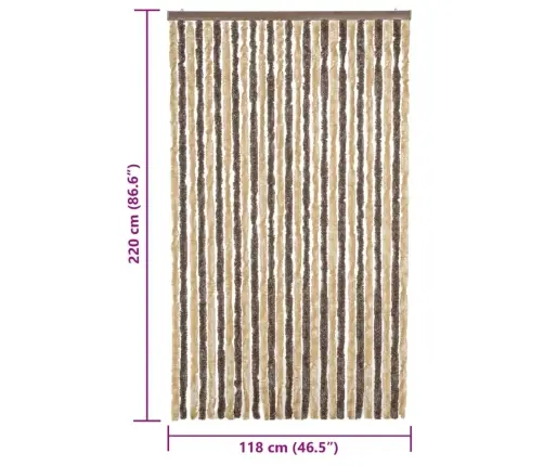 Kukaiņu Aizkars, Tumši Brūns Un Bēšs, 118X220 Cm, Šenils Vidaxl