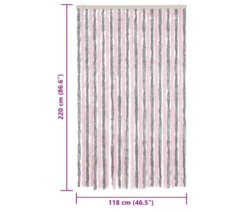 Užuolaida Nuo Musių, Pilka Ir Rožinė, 118X220Cm Šenilis