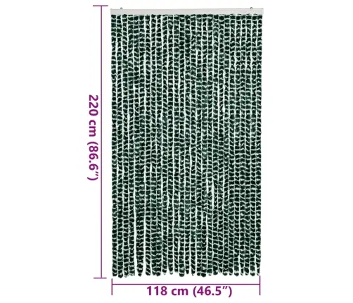 Kukaiņu Aizkars, Zaļš Un Balts, 118X220 Cm, Šenils Vidaxl