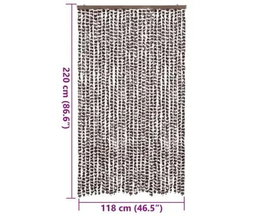 Kukaiņu Aizkars, Brūns Un Balts, 118X220 Cm, Šenils Vidaxl