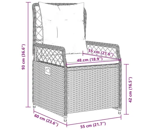 Atgāžami Dārza Krēsli, 2 Gab., Melna Pe Rotangpalma Vidaxl