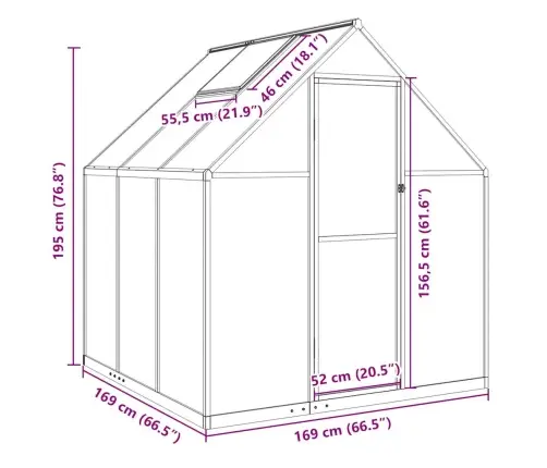 Šiltnamis Su Rėmu, Sidabrinis, 169X169X195cm Aliuminis