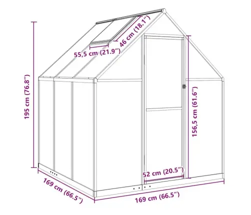 Siltumnīca Ar Pamatnes Rāmi, Antracītpelēks, 445X169X195 Cm Vidaxl