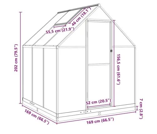 Šiltnamis Su Rėmu, Sidabrinis, 169X169X202cm Aliuminis