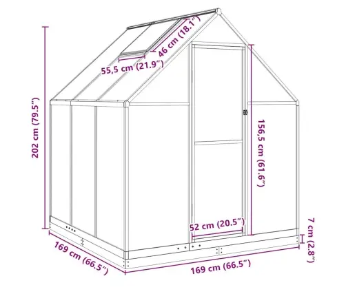 Šiltnamis Su Rėmu, Žalias, 169X169X202cm Aliuminis