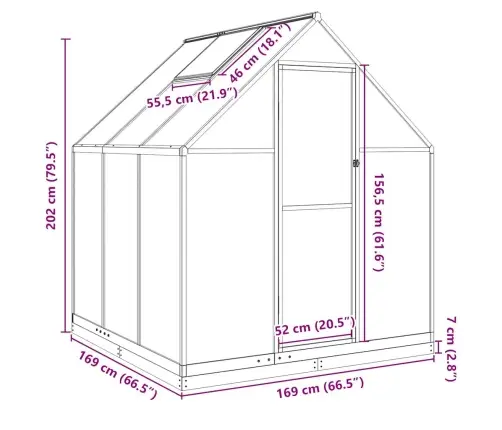 Siltumnīca Ar Pamatnes Rāmi, Antracītpelēks, 169X169X202 Cm Vidaxl