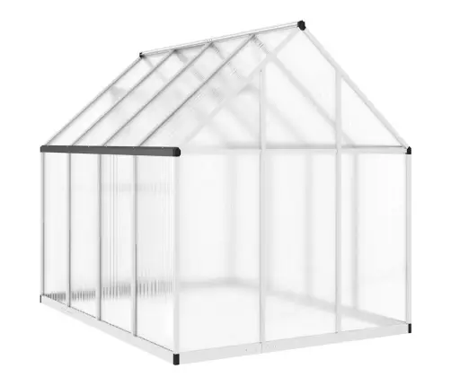 Siltumnīca Ar Pamatnes Rāmi, Sudraba, 224X169X195 Cm, Alumīnijs Vidaxl