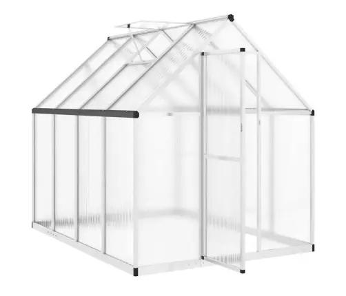 Siltumnīca Ar Pamatnes Rāmi, Sudraba, 224X169X195 Cm, Alumīnijs Vidaxl