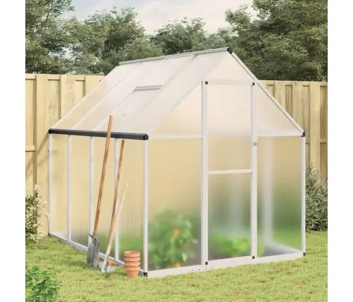 Siltumnīca Ar Pamatnes Rāmi, Sudraba, 224X169X195 Cm, Alumīnijs Vidaxl