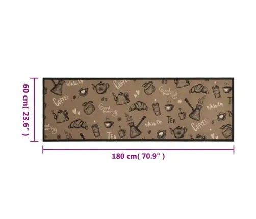 Virtuvės Kilimėlis, Rudas, 60X180cm Aksomas, Plaunamas