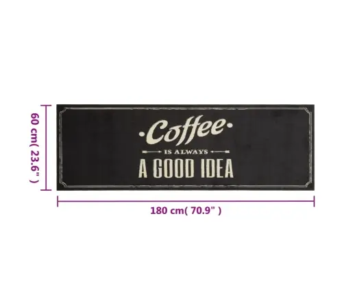 Virtuves Paklājs, Mazgājams, Kafijas Dizains, 60X180 Cm, Samts Vidaxl