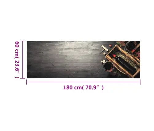 Virtuvės Kilimėlis, 60X180cm Aksomas, Plaunamas, Vyno Butelys