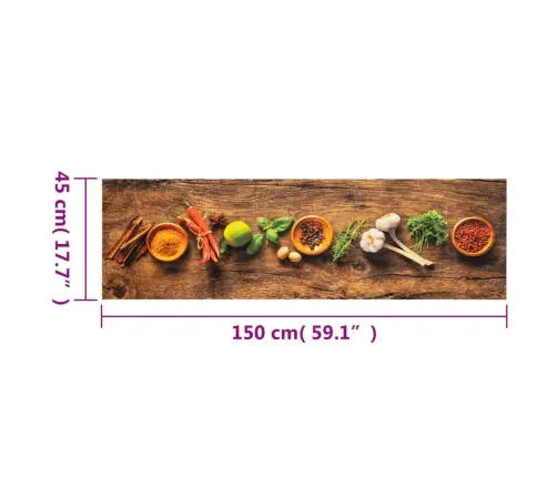 Virtuves Paklājs, Mazgājams, Garšvielu Apdruka, 45X150 Cm Vidaxl