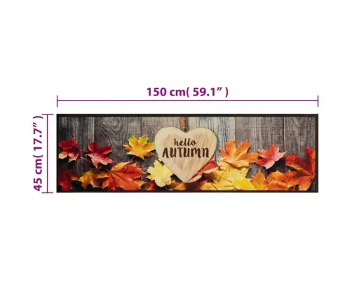 Virtuvės Kilimėlis, 45X150cm Aksomas, Plaunamas, Ruduo