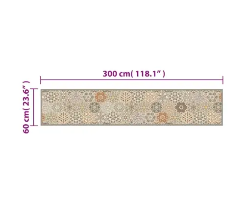 Virtuves Paklājs, Mazgājams, Sešstūru Apdruka, 60X300 Cm, Samts Vidaxl