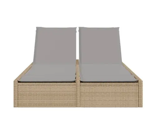 Divvietīgs Sauļošanās Krēsls Ar Matračiem, Bēša Pe Rotangpalma Vidaxl Divvietīgs Sauļošanās Krēsls Ar Matračiem, Bēša Pe Rotangpalma Vidaxl