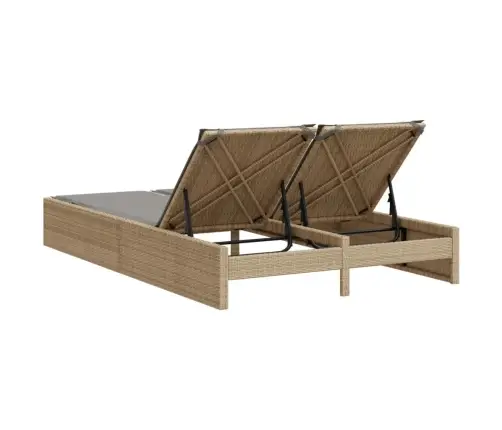 Divvietīgs Sauļošanās Krēsls Ar Matračiem, Bēša Pe Rotangpalma Vidaxl Divvietīgs Sauļošanās Krēsls Ar Matračiem, Bēša Pe Rotangpalma Vidaxl