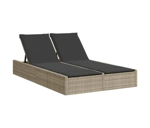 Divvietīgs Sauļošanās Krēsls Ar Matračiem, Gaiši Pelēka Pe Vidaxl