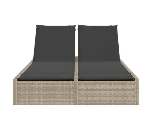 Divvietīgs Sauļošanās Krēsls Ar Matračiem, Gaiši Pelēka Pe Vidaxl