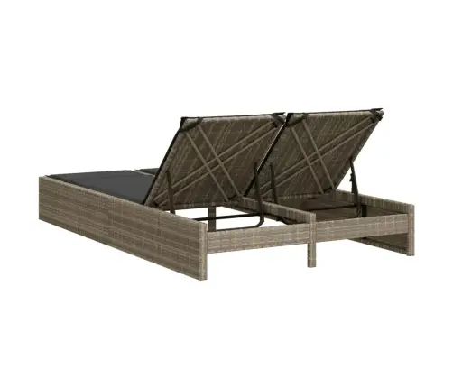 Divvietīgs Sauļošanās Krēsls Ar Matračiem, Gaiši Pelēka Pe Vidaxl