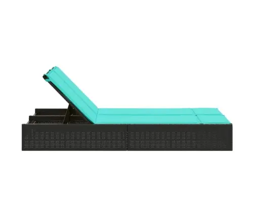 Divvietīgs Sauļošanās Krēsls Ar Spilveniem, Melns Polietilēna Rotangpalmas Pinums Vidaxl