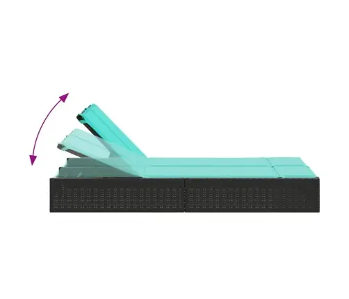 Divvietīgs Sauļošanās Krēsls Ar Spilveniem, Melns Polietilēna Rotangpalmas Pinums Vidaxl