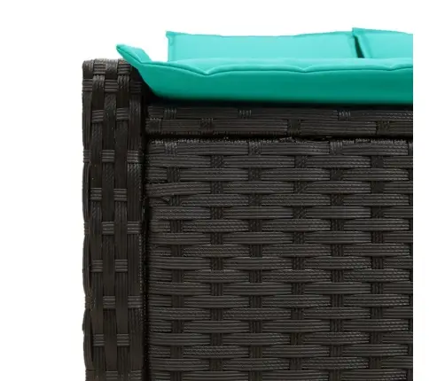 Divvietīgs Sauļošanās Krēsls Ar Spilveniem, Melns Polietilēna Rotangpalmas Pinums Vidaxl